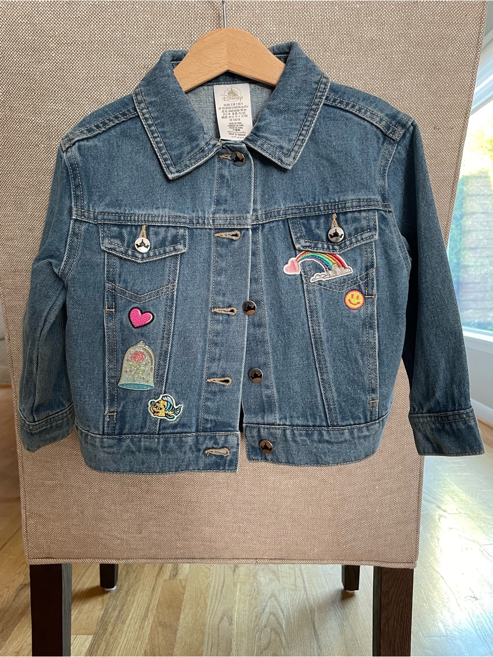 NWOT: Disney - Toddler Blue Denim Jacket with Embroidered Patch Accents